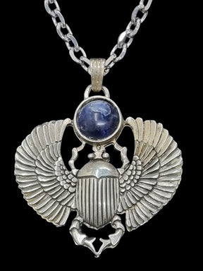 Egyptian Winged Scarab Pendant Silver 6 x 5 cm 22 g Art 635 - Bricks Masons