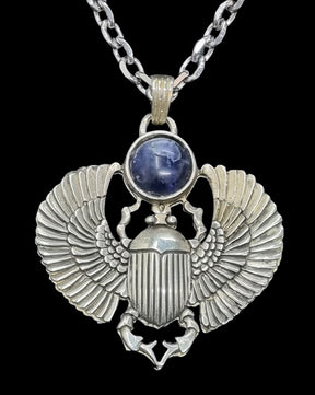 Egyptian Winged Scarab Pendant Silver 6 x 5 cm 22 g Art 635 - Bricks Masons