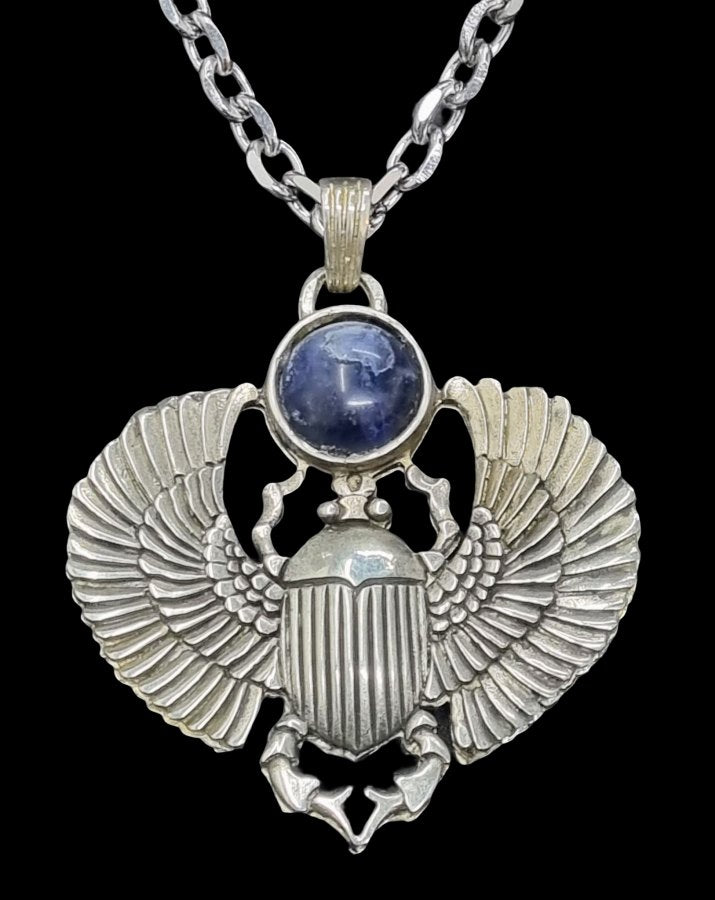 Egyptian Winged Scarab Pendant Silver 6 x 5 cm 22 g Art 635 - Bricks Masons
