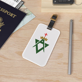 Allied Masonic Degrees Luggage Tag - White With Black Leather Strap - Bricks Masons
