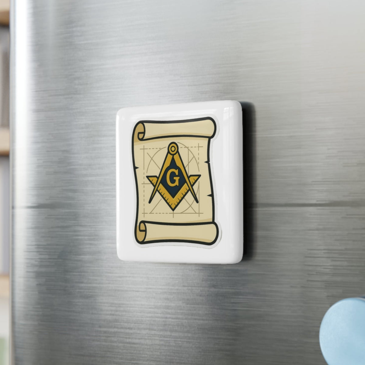 Master Mason Blue Lodge Magnet - Porcelain With Magnet - Bricks Masons