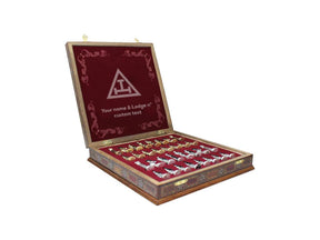 Royal Arch Chapter Chess Set - Wood Mosaic Pattern - Bricks Masons