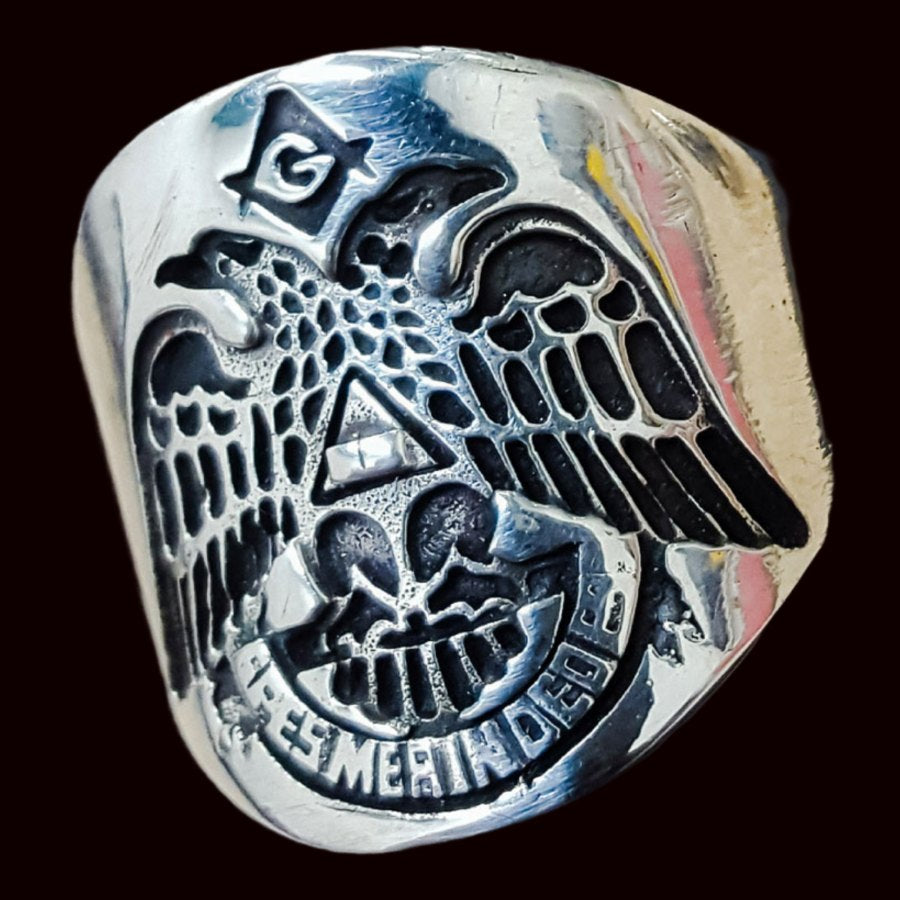 Masonic Ring Double-Headed Eagles Silver 2 cm 14 g Art 71 - Bricks Masons