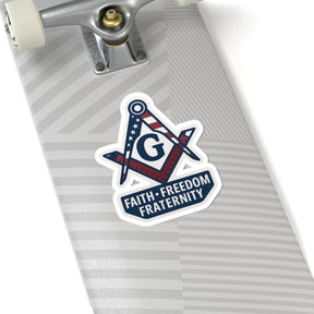 Master Mason Blue Lodge Sticker Decal - Kiss-Cut Faith Freedom Fraternity US Flag - Bricks Masons