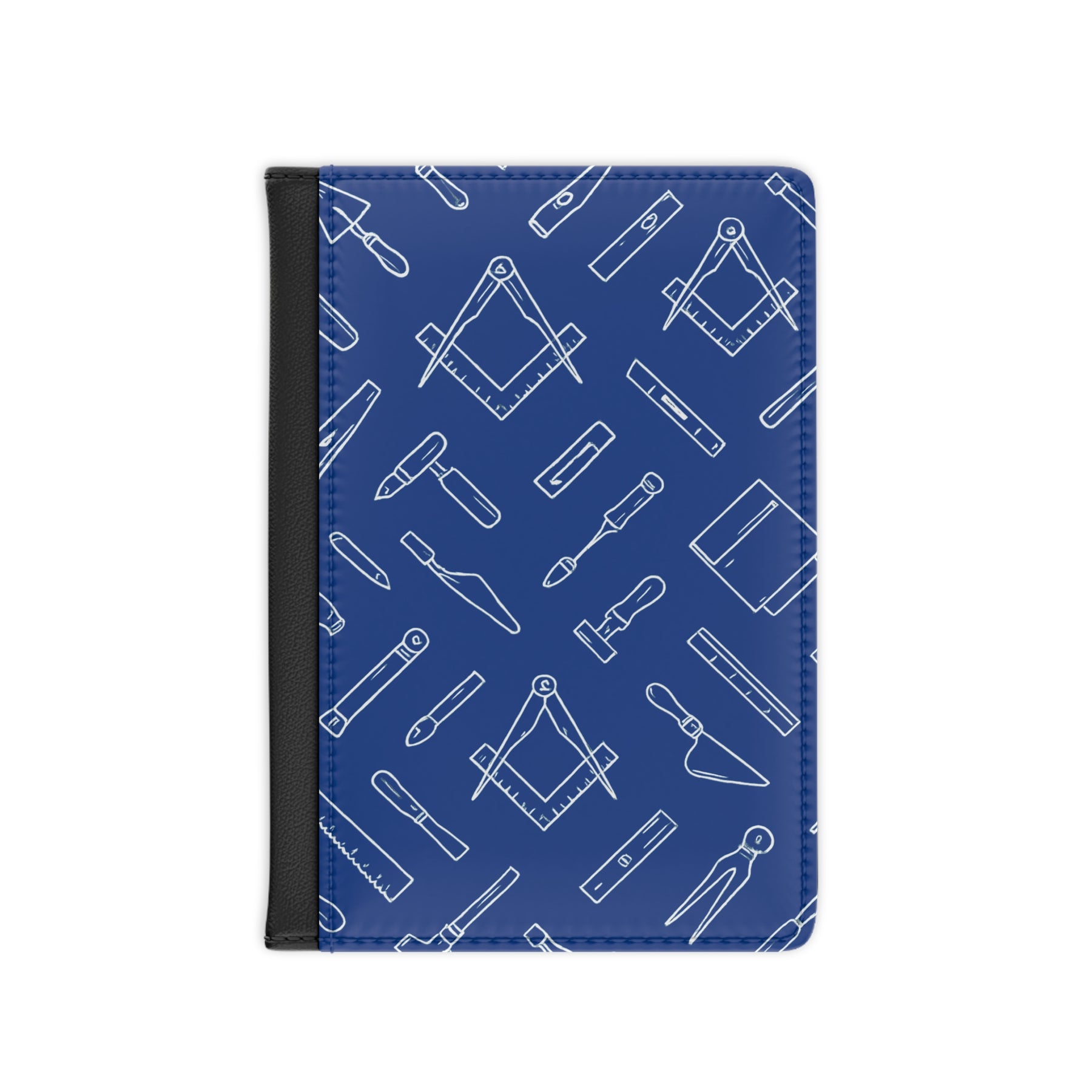 Master Mason Blue Lodge Passport Cover - Blue PU Leather Masonic Tools - Bricks Masons