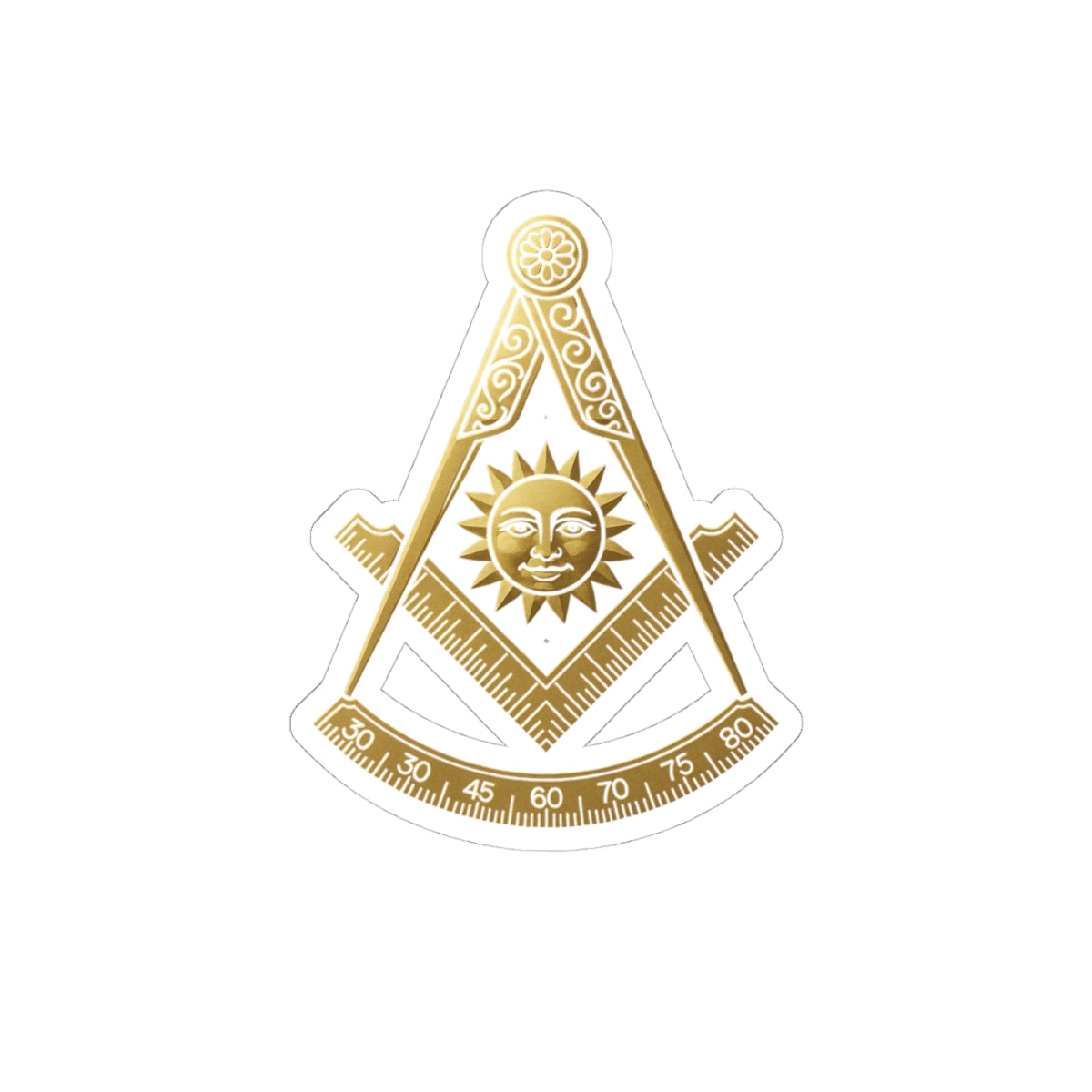 Past Master Blue Lodge Sticker Decal - Kiss-Cut Gold Square & Compass - Bricks Masons