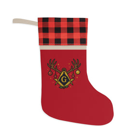 Master Mason Blue Lodge Christmas Stocking - Square & Compass G Holiday Design - Bricks Masons