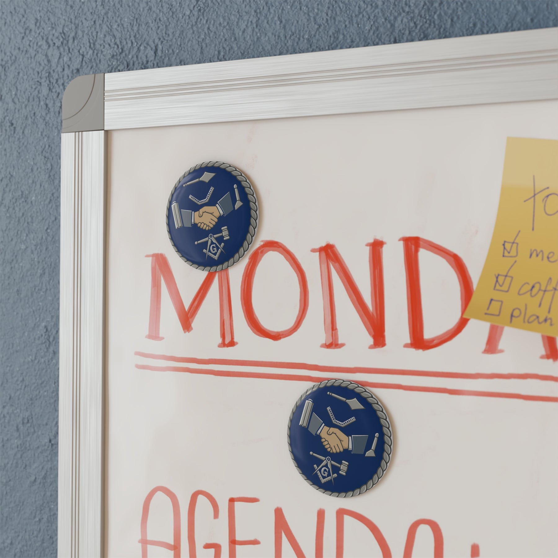 Master Mason Blue Lodge Magnet - Decorative Refrigerator - Bricks Masons