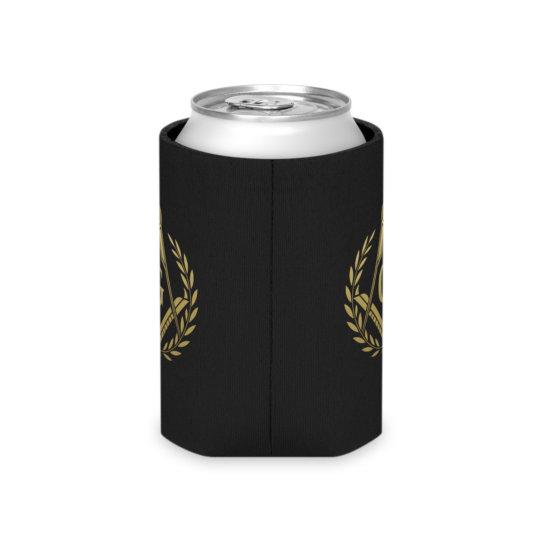Master Mason Blue Lodge Can Cooler - Gold Square & Compass G With Wreath - Bricks Masons