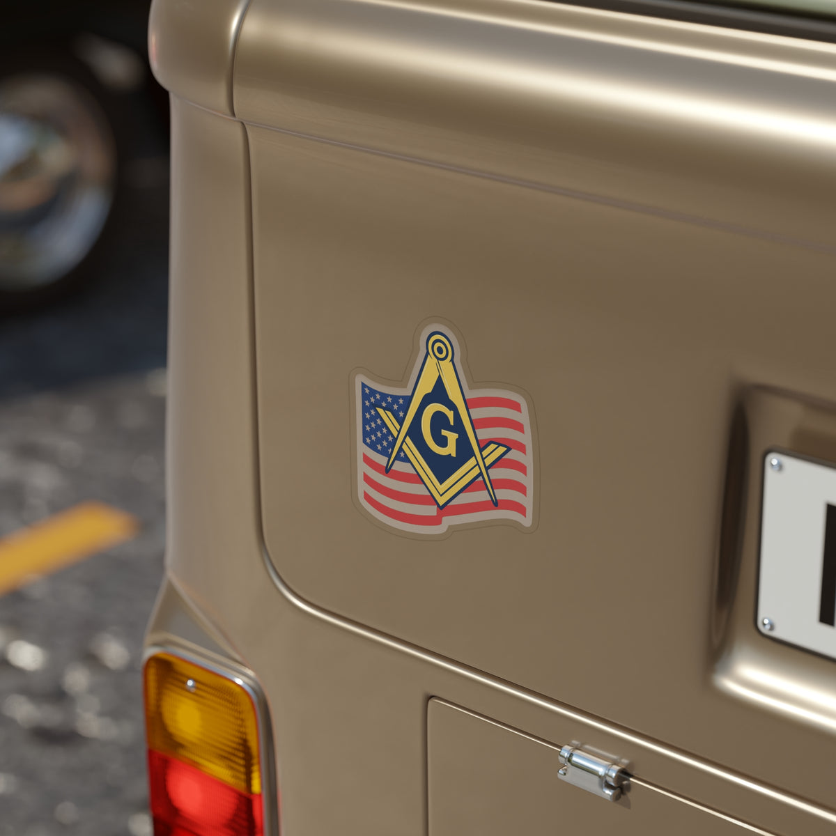 Master Mason Blue Lodge Sticker Decal - Water Resistant Vinyl USA Flag - Bricks Masons