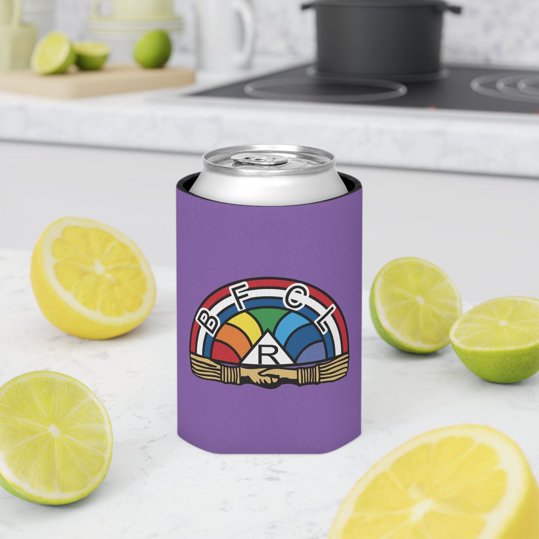 International Order of The Rainbow For Girls Can Cooler - Purple With Colorful Emblem - Bricks Masons
