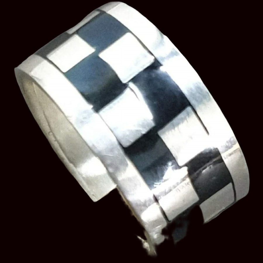 Masonic Checkerboard Floor Ring in Silver, Masonry Art. 81 - Bricks Masons