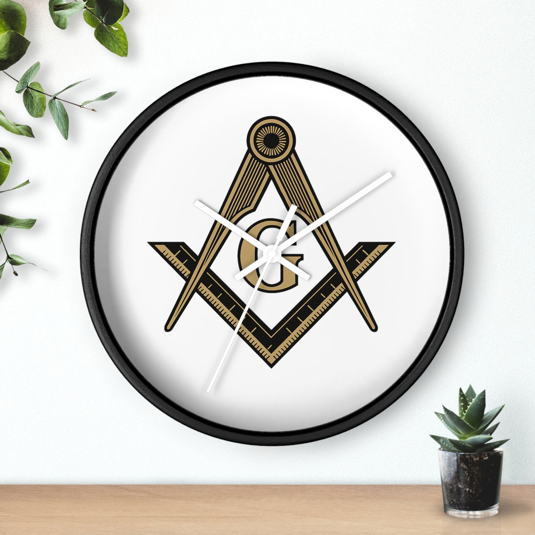 Master Mason Blue Lodge Clock - Distinguished S&C G on White Dial - Bricks Masons