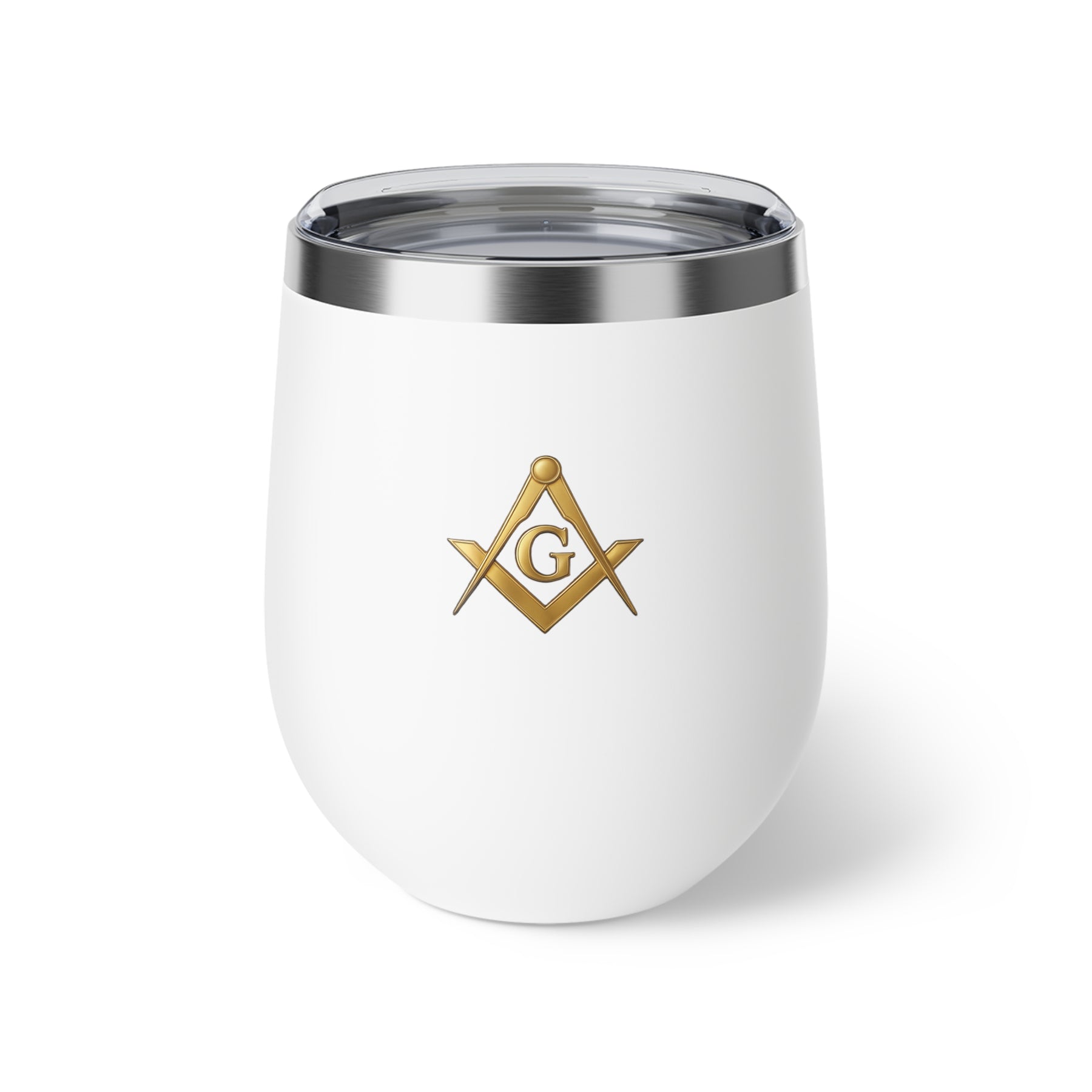 Master Mason Blue Lodge Vacuum Cup - Golden Square & Compasses with G - Bricks Masons