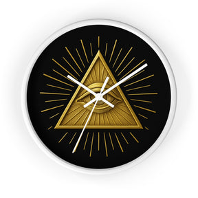 Eye of Providence Clock - Sacred Triangle Eye Emblem on Wooden Frame - Bricks Masons