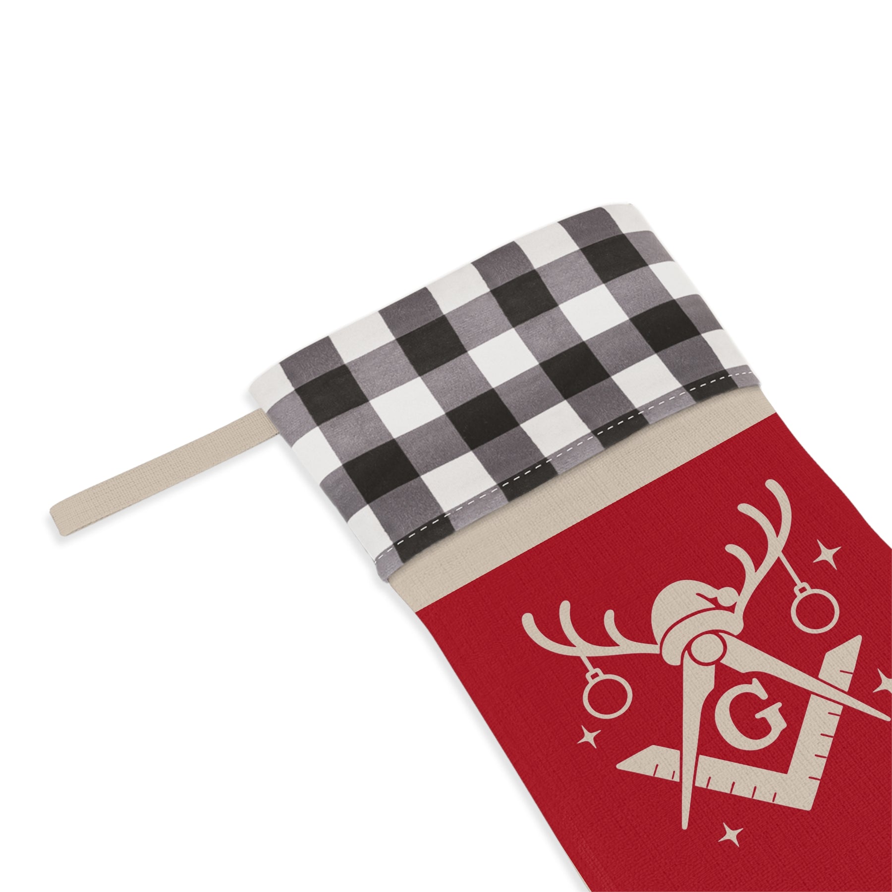 Master Mason Blue Lodge Christmas Stocking - Festive Square & Compass G Design - Bricks Masons