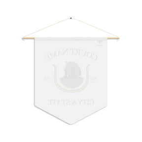 DOI Pennant - Personalized White Polyester Twill with Wooden Dowel - Bricks Masons