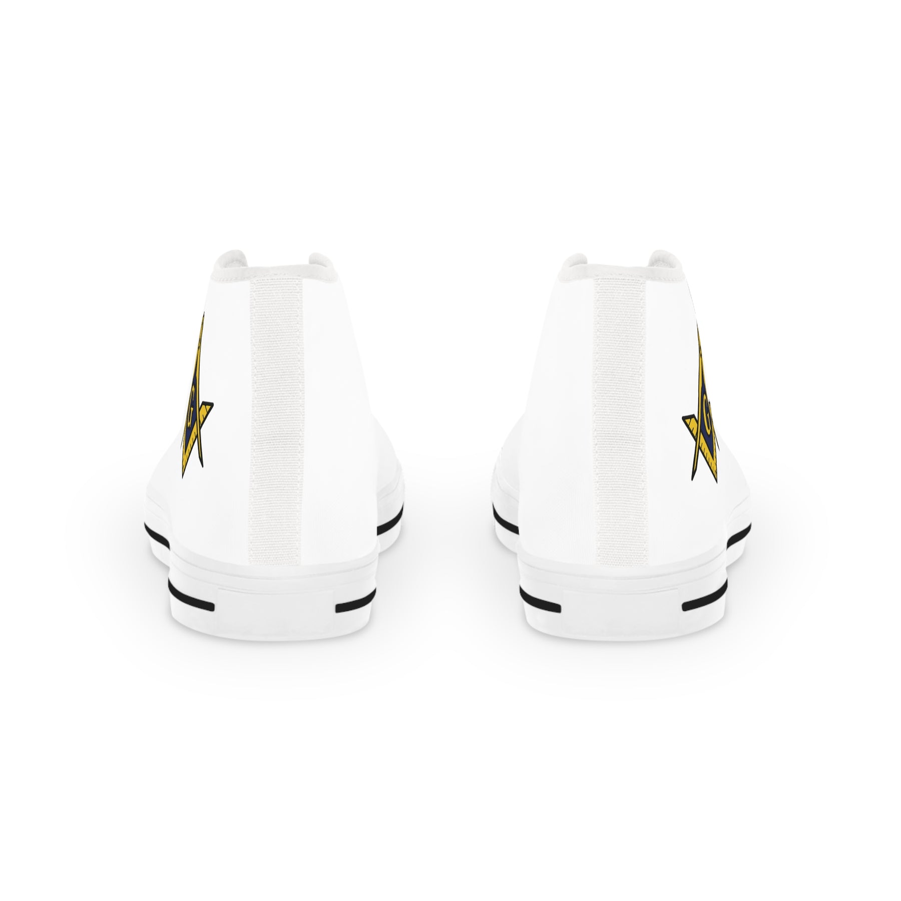 Master Mason Blue Lodge Sneaker - High Top Black & White Sole with Golden S&C G - Bricks Masons