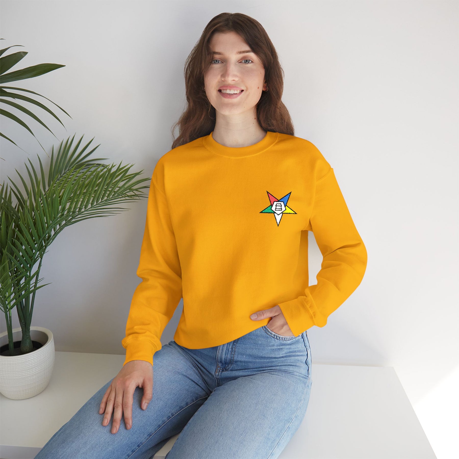 OES Sweatshirt - Crewneck Embroidered Emblem - Bricks Masons