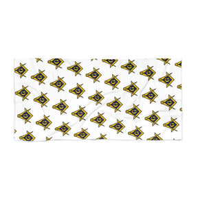 Master Mason Blue Lodge Towel - Square & Compass G Beach Towel - Bricks Masons