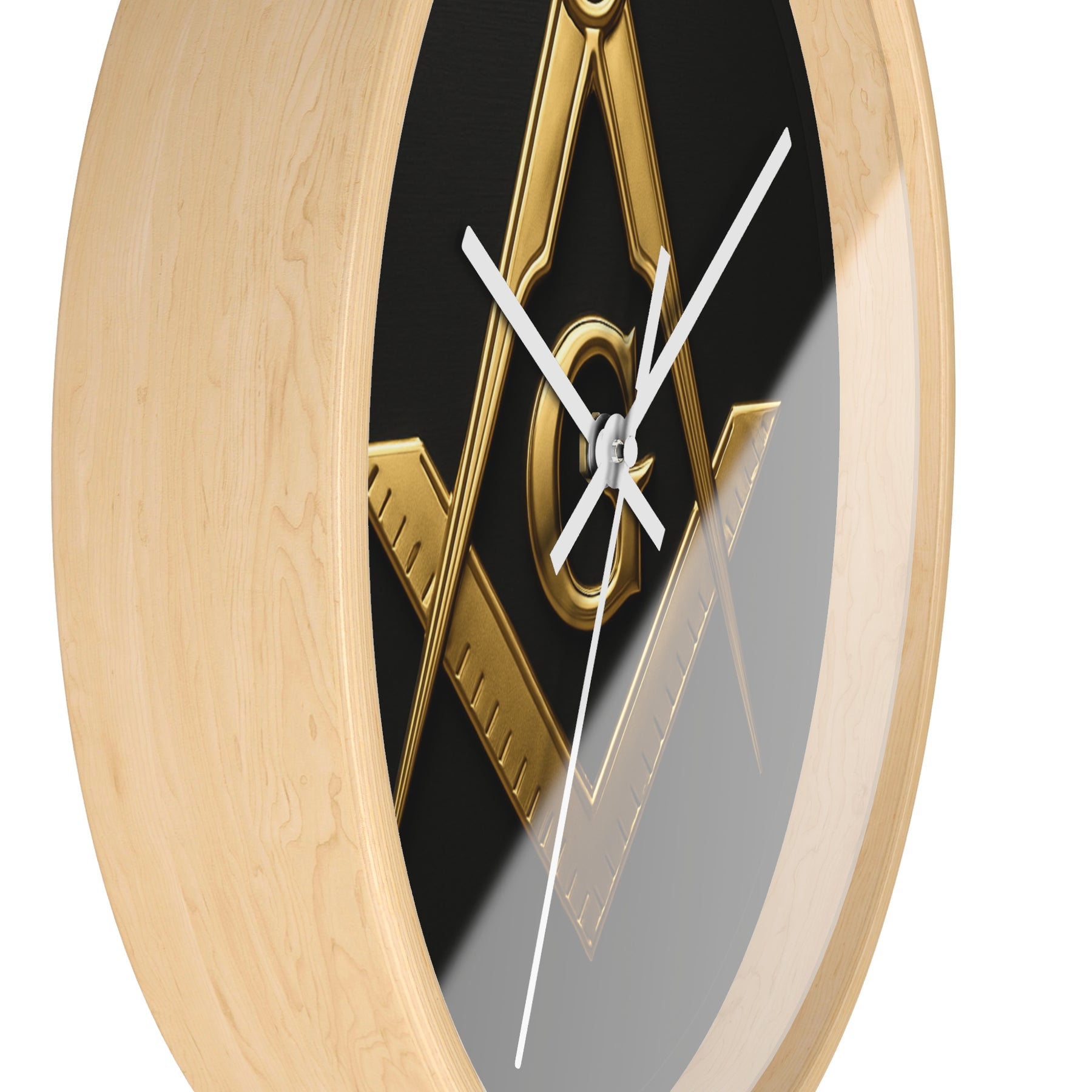 Master Mason Blue Lodge Clock - S&C with G Design on Wood Frame - Bricks Masons