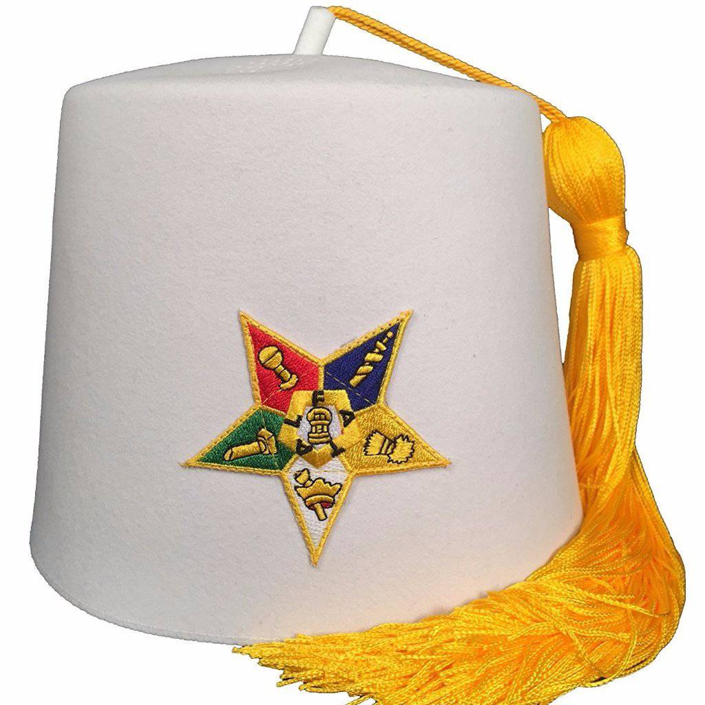 OES Fez Hat - Pure White with Two Tassel Colors