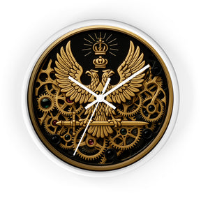 33rd Degree Scottish Rite Clock - Open Gear Eagle on Wood Frame With Plexiglass Face - Bricks Masons