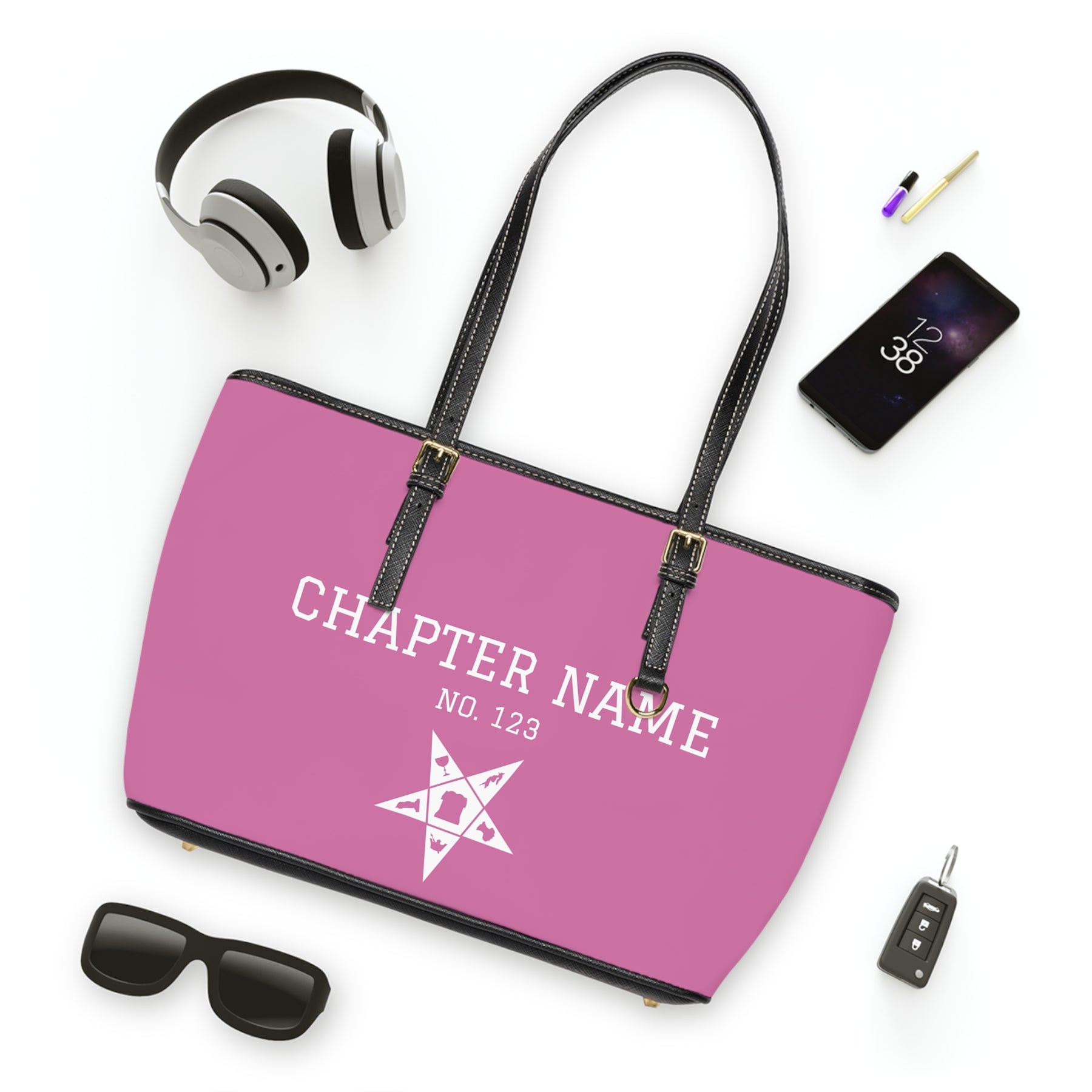 OES Handbag - Custsomizable Pink PU Leather - Bricks Masons