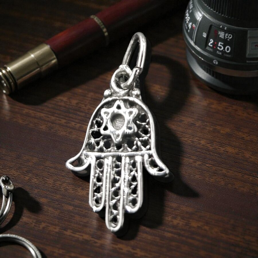 Hand of Fatima Hamsa Star of David Pendant Silver 2 Cm Art 964 - Bricks Masons