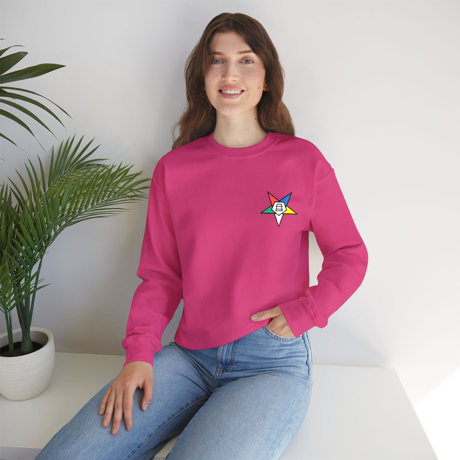 OES Sweatshirt - Crewneck Embroidered Emblem - Bricks Masons