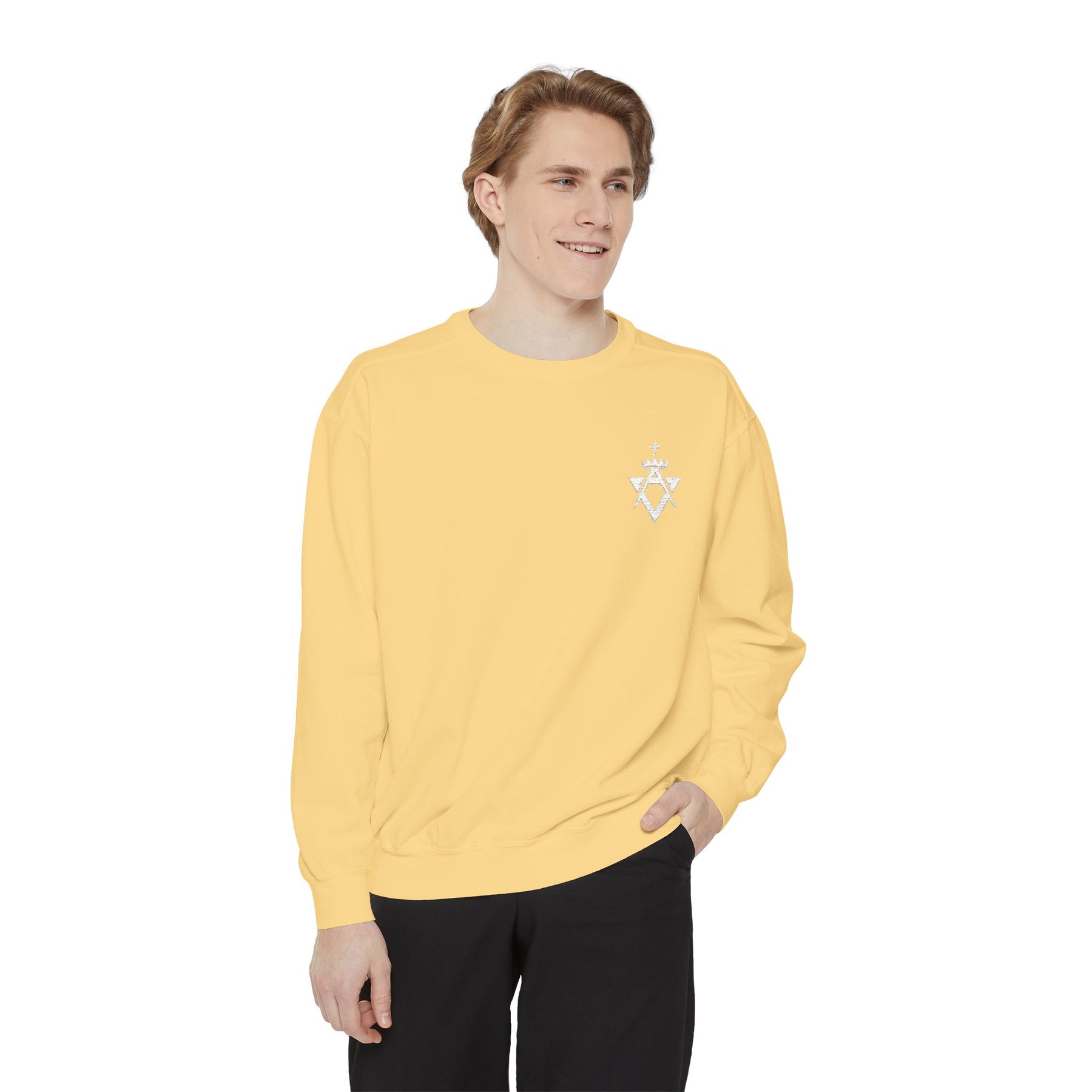 Allied Masonic Degrees Sweatshirt - Embroidered White AMD Emblem - Bricks Masons