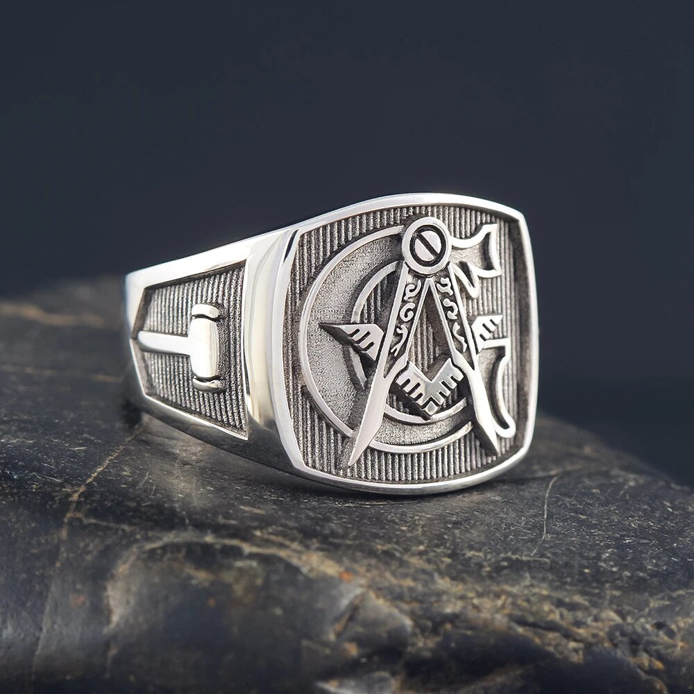 Master Mason Blue Lodge Ring - 925 Sterling Silver (16gr) - Bricks Masons