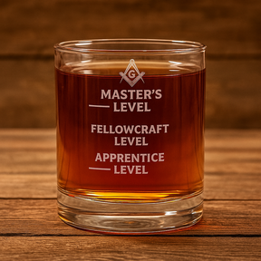 Master Mason Blue Lodge Whiskey Glass - Apprentice Fellowcraft & Master Level Glass