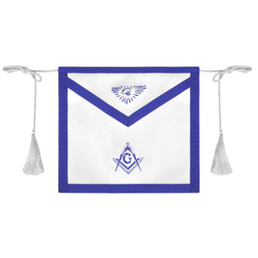 Master Mason Blue Lodge Apron - Blue Borders & White Tassels