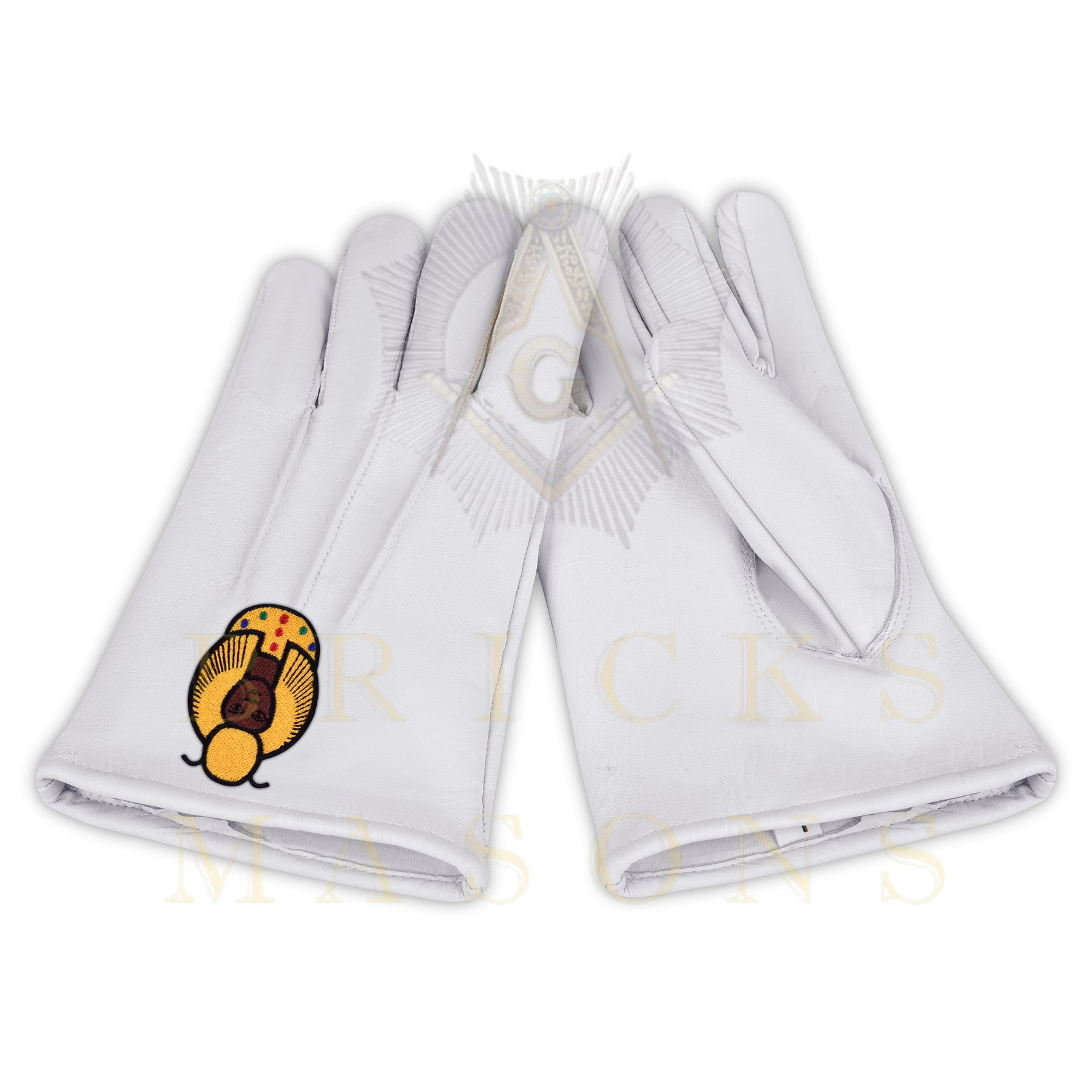 DOI Gloves - White Leather Yellow Patch - Bricks Masons