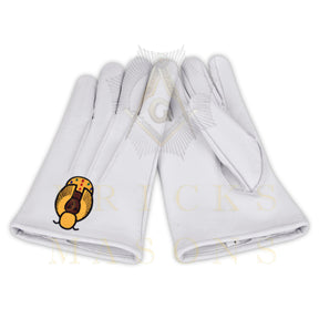 DOI Gloves - White Leather Yellow Patch - Bricks Masons