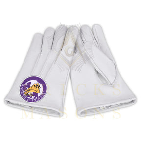 Elks of the World Gloves - White Leather Buck and Doe - Bricks Masons