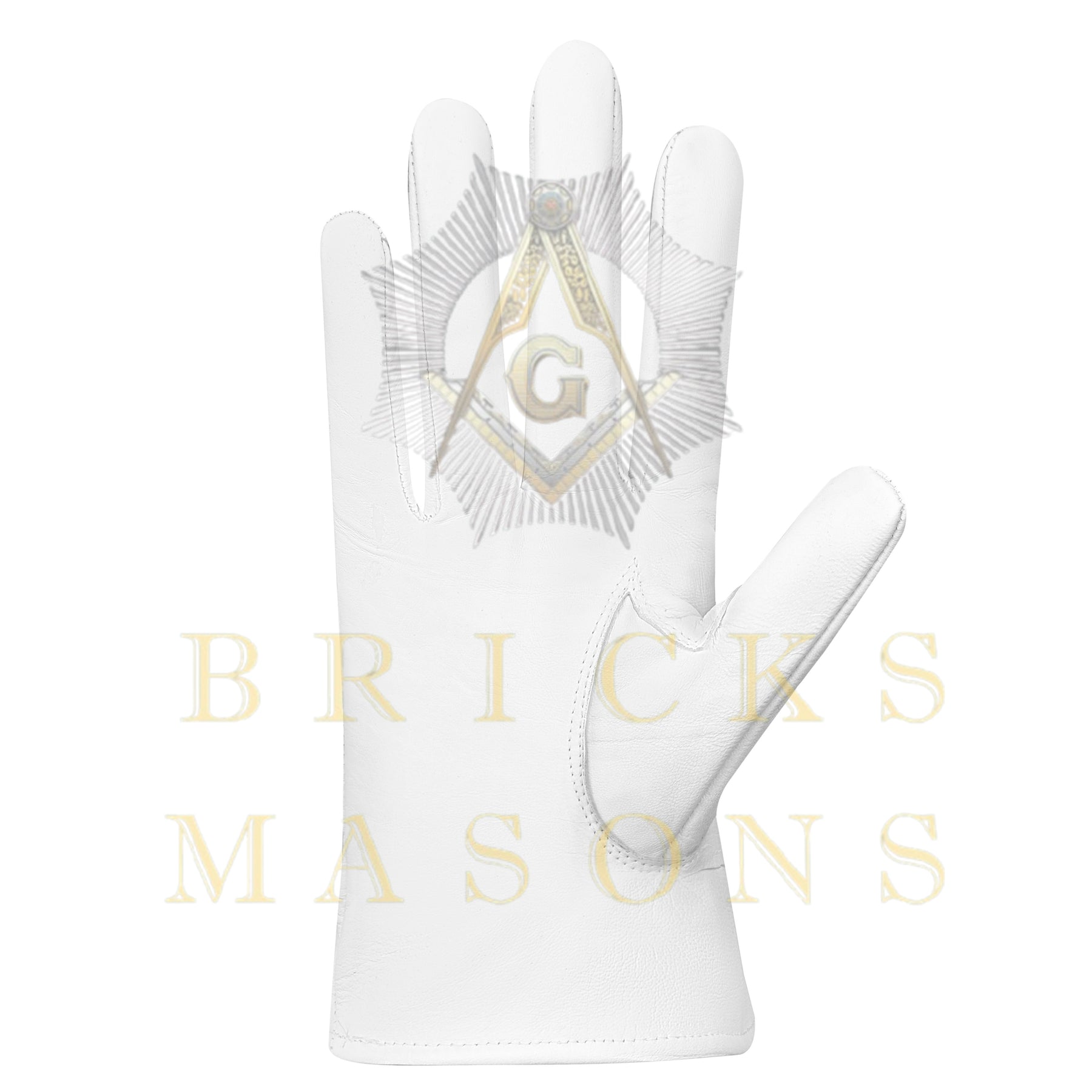 DOI Gloves - Machine-embroidered White Leather - Bricks Masons