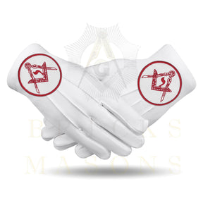 14th Degree Scottish Rite Gloves - White Cotton Central Jurisdiction - Bricks Masons