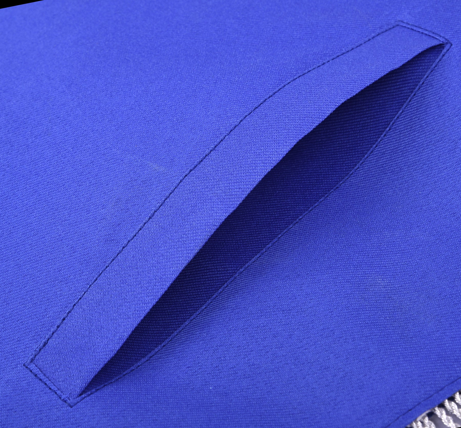 Past Master Blue Lodge Apron - Blue Velvet Silver Bullion With Wreath & Fringe - Bricks Masons