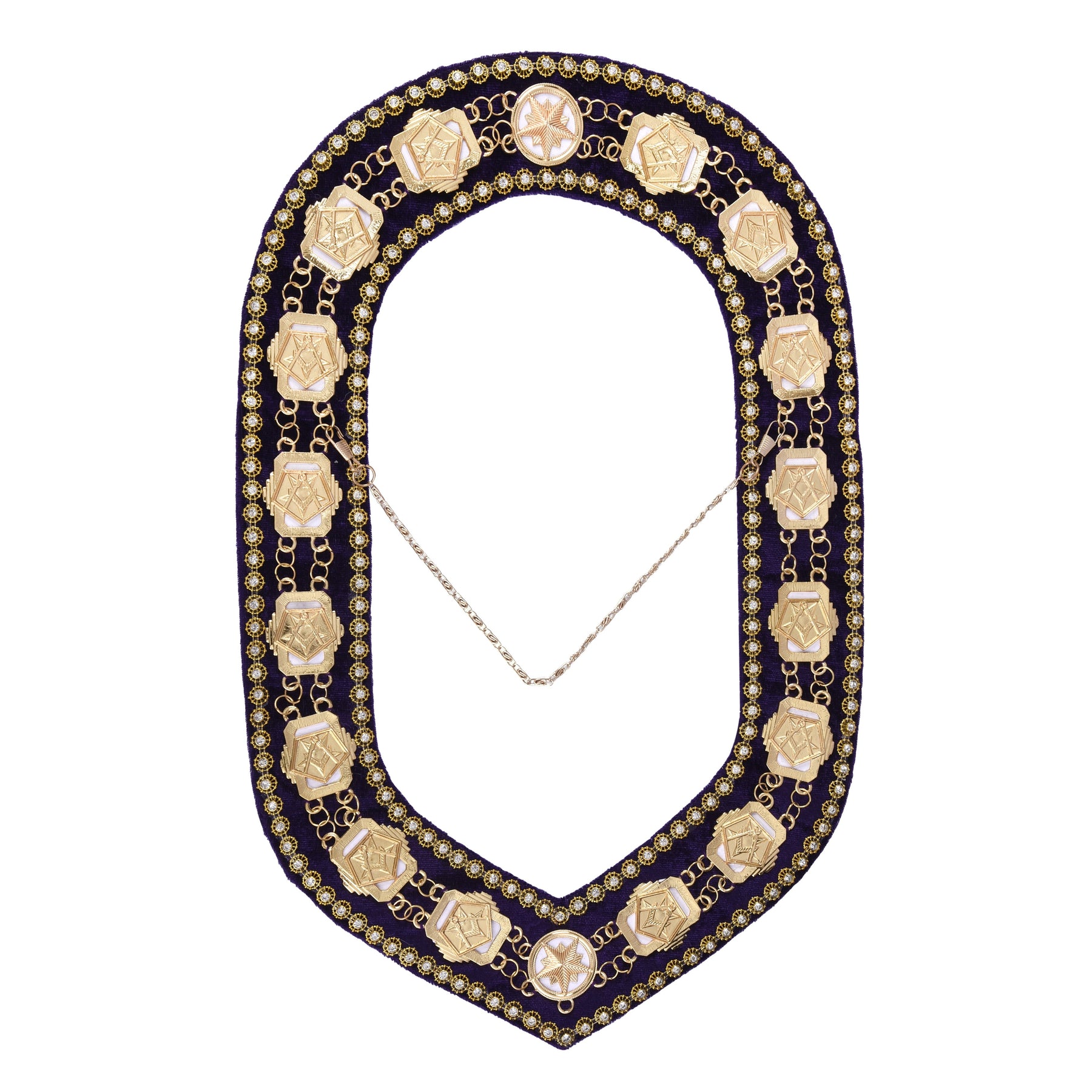 Worthy Patron OES Chain Collar - Gold Plated With Blue Velvet