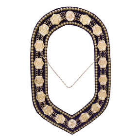 Worthy Patron OES Chain Collar - Gold Plated With Blue Velvet