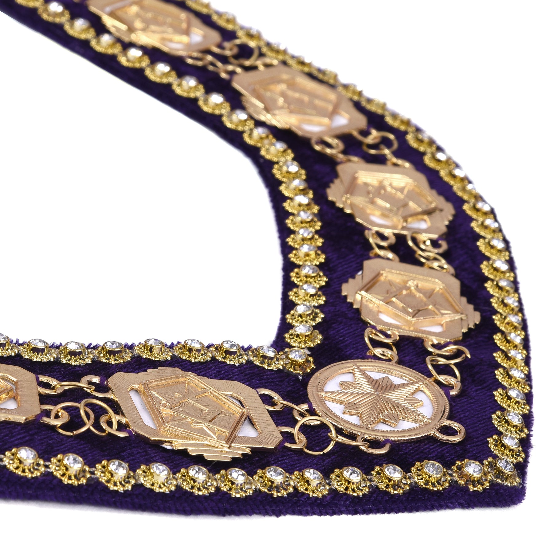 Worthy Patron OES Chain Collar - Gold Plated With Blue Velvet