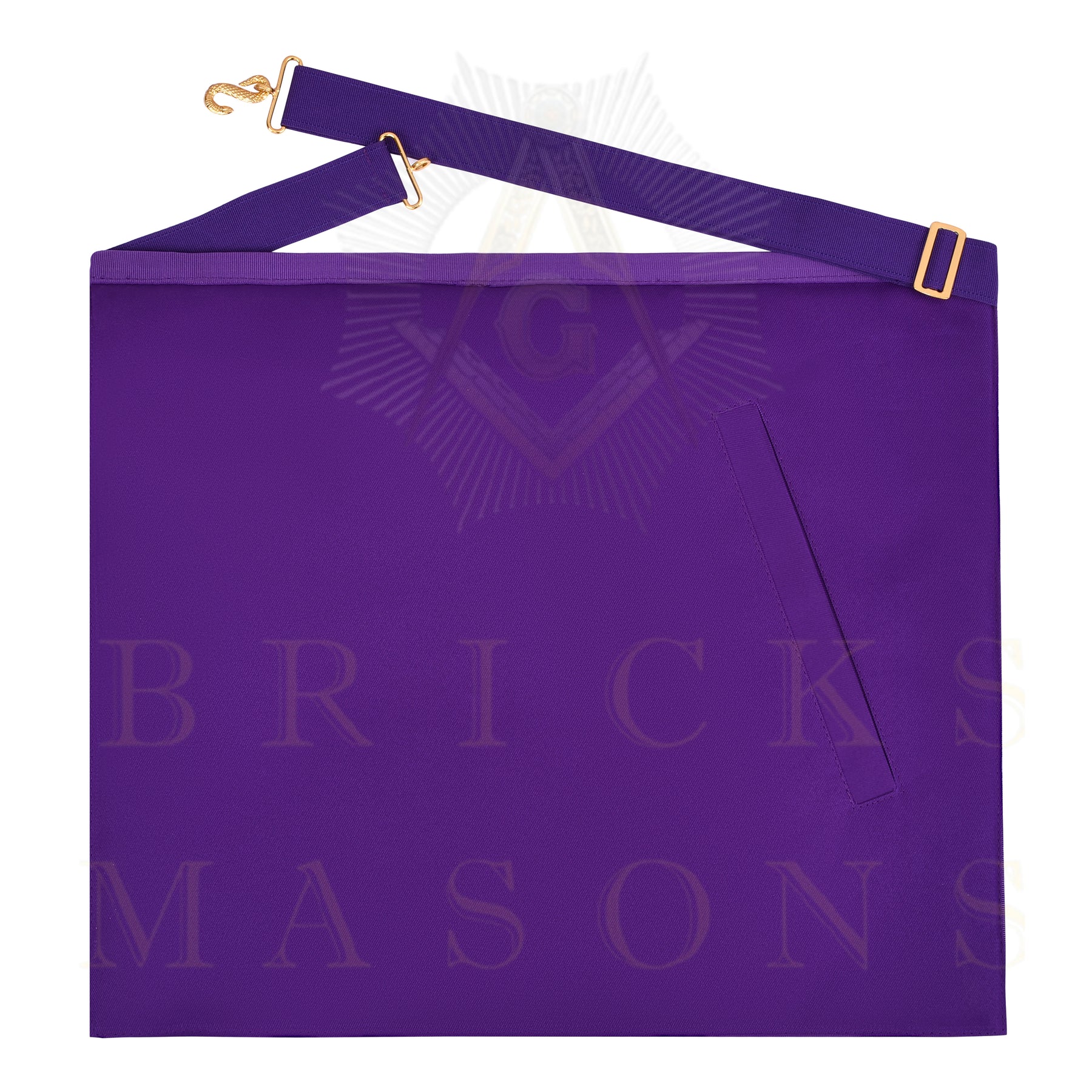 Past Illustrious Master Council Apron - Purple Ribbon Machine Embroidery - Bricks Masons