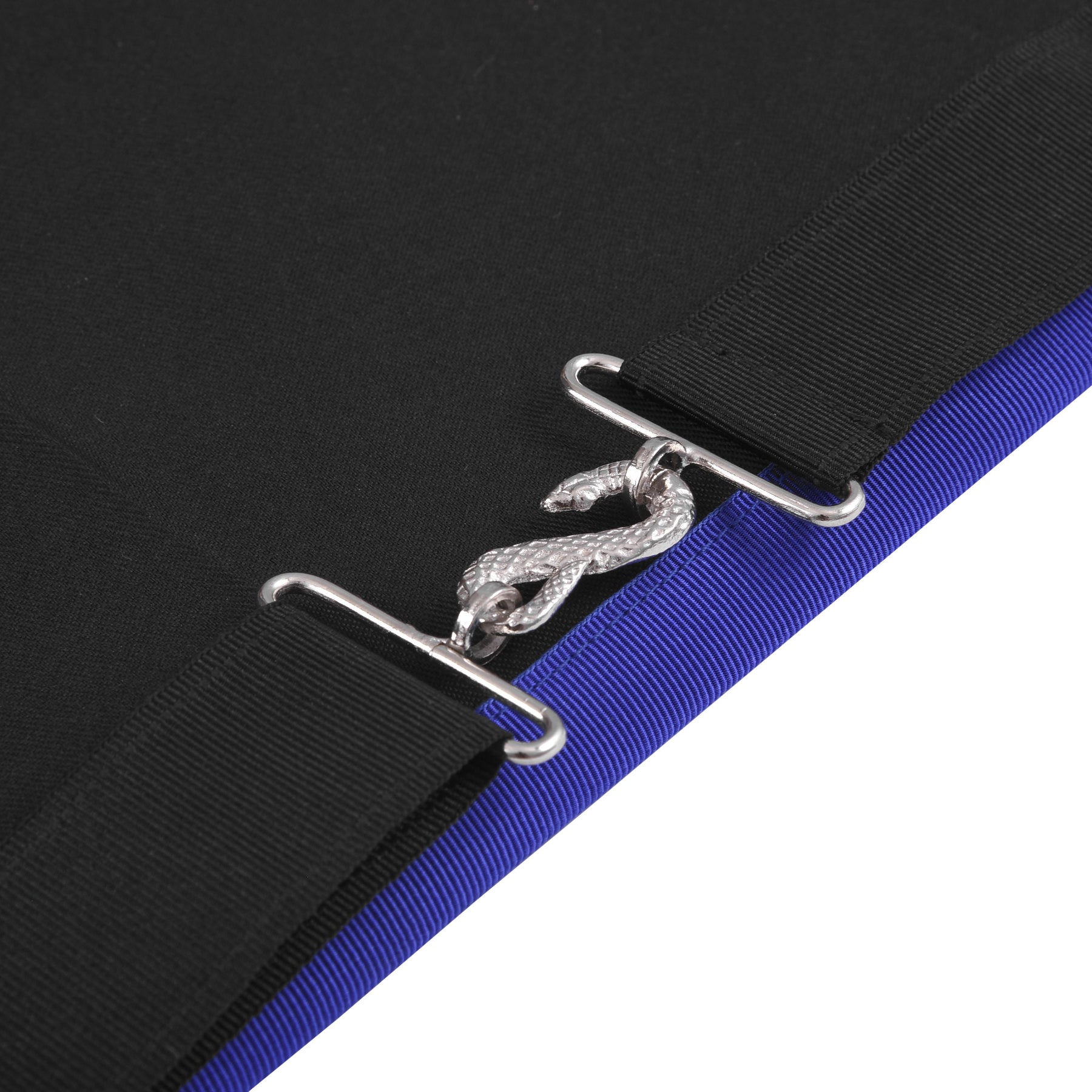 International Masons Apron - Royal Blue Ribbon Borders With Black Waist Belt