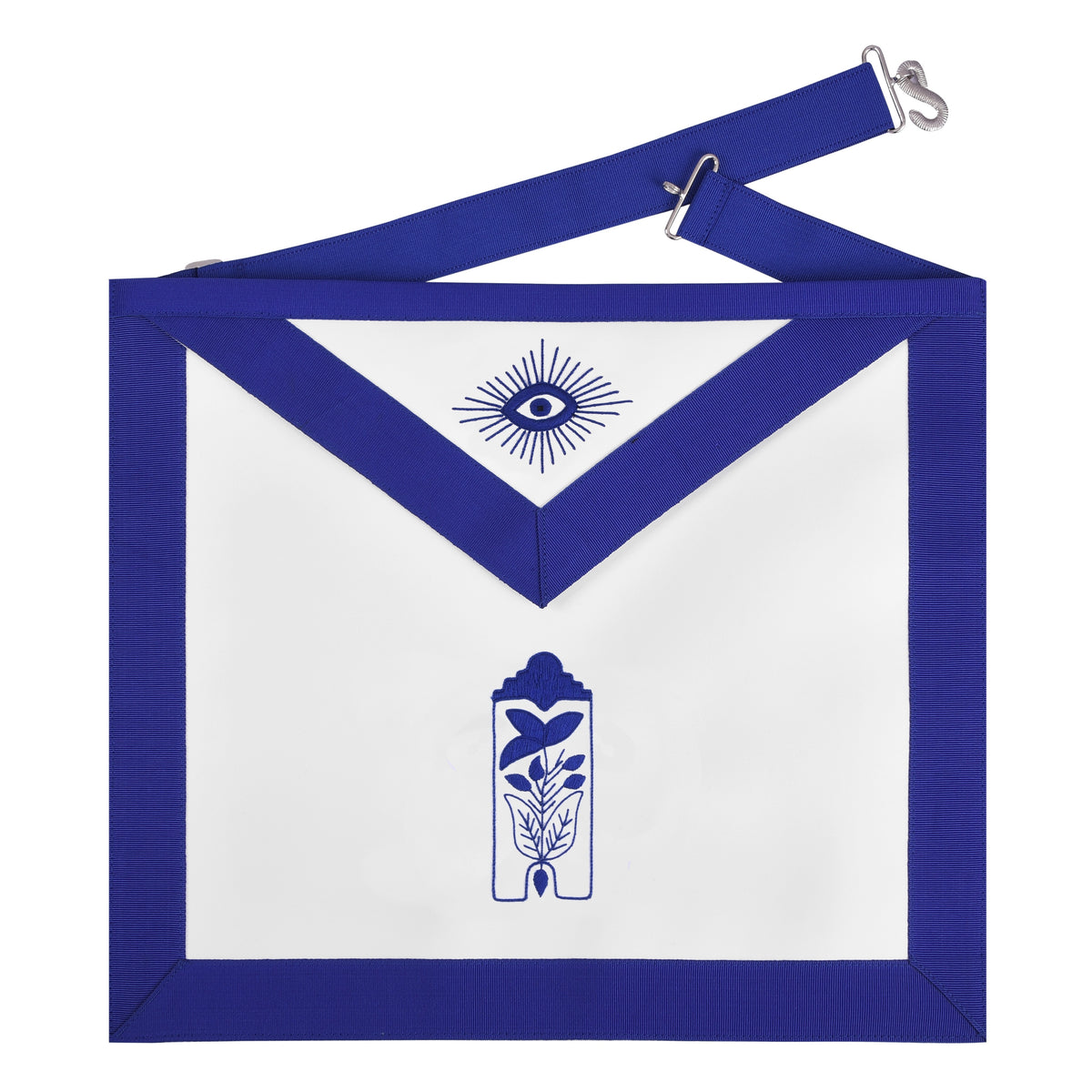 Junior Warden Blue Lodge Officer Apron - Royal Blue Borders - Bricks Masons