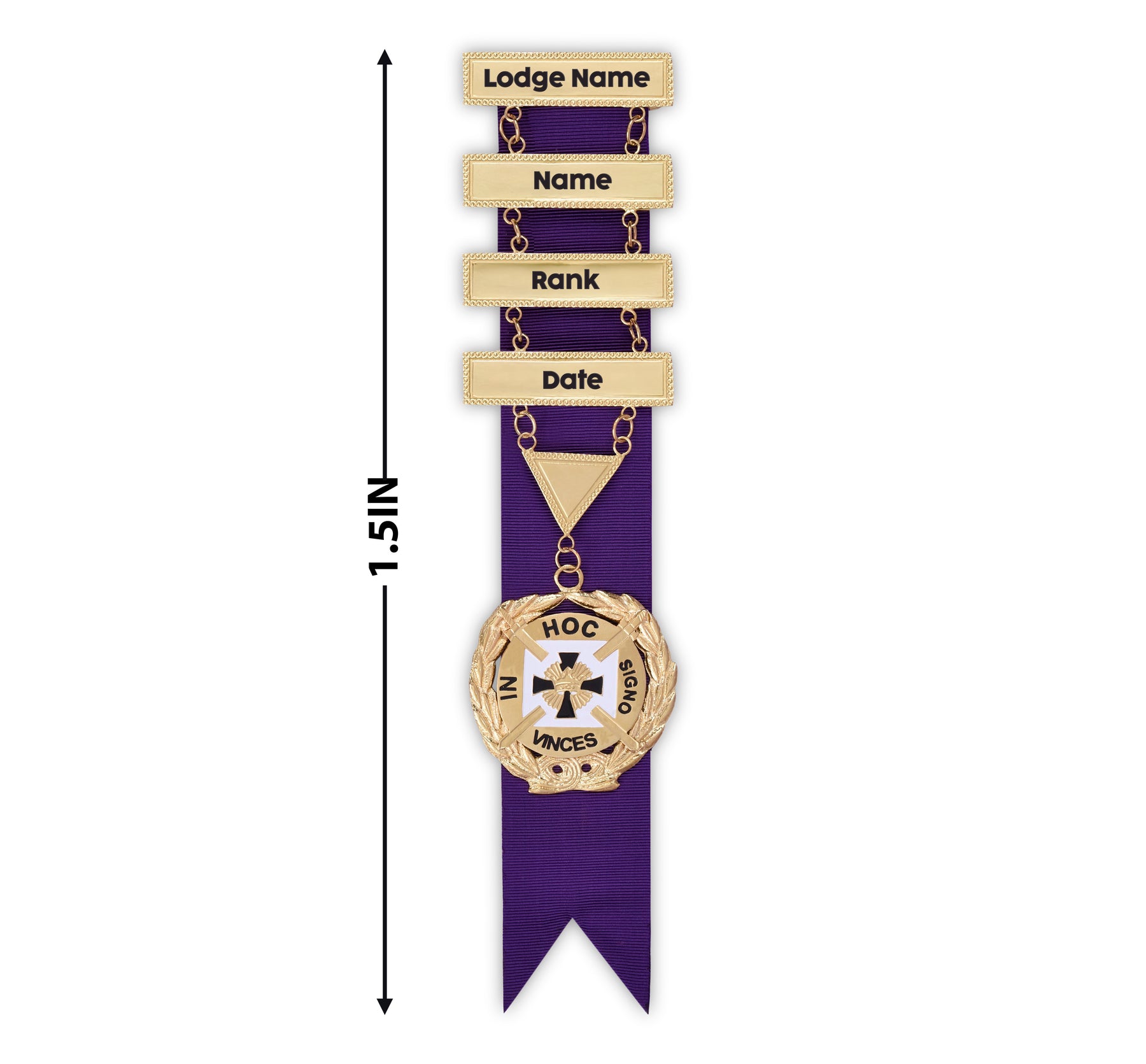 Past Grand Commander Knights Templar Breast Jewel - Engravable Bars With Purple Ribbon - Bricks Masons