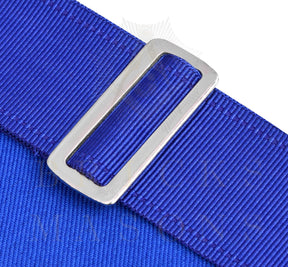 Chaplain Blue Lodge Officer Apron - Blue Ribbon With Machine Embroidery Customizable Flap - Bricks Masons