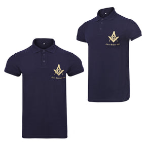 Master Mason Blue Lodge Polo Shirt - Customizable Blue Color True Cotton