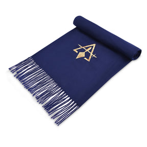 Council Scarf - Blue Embroidery Cashmere - Bricks Masons